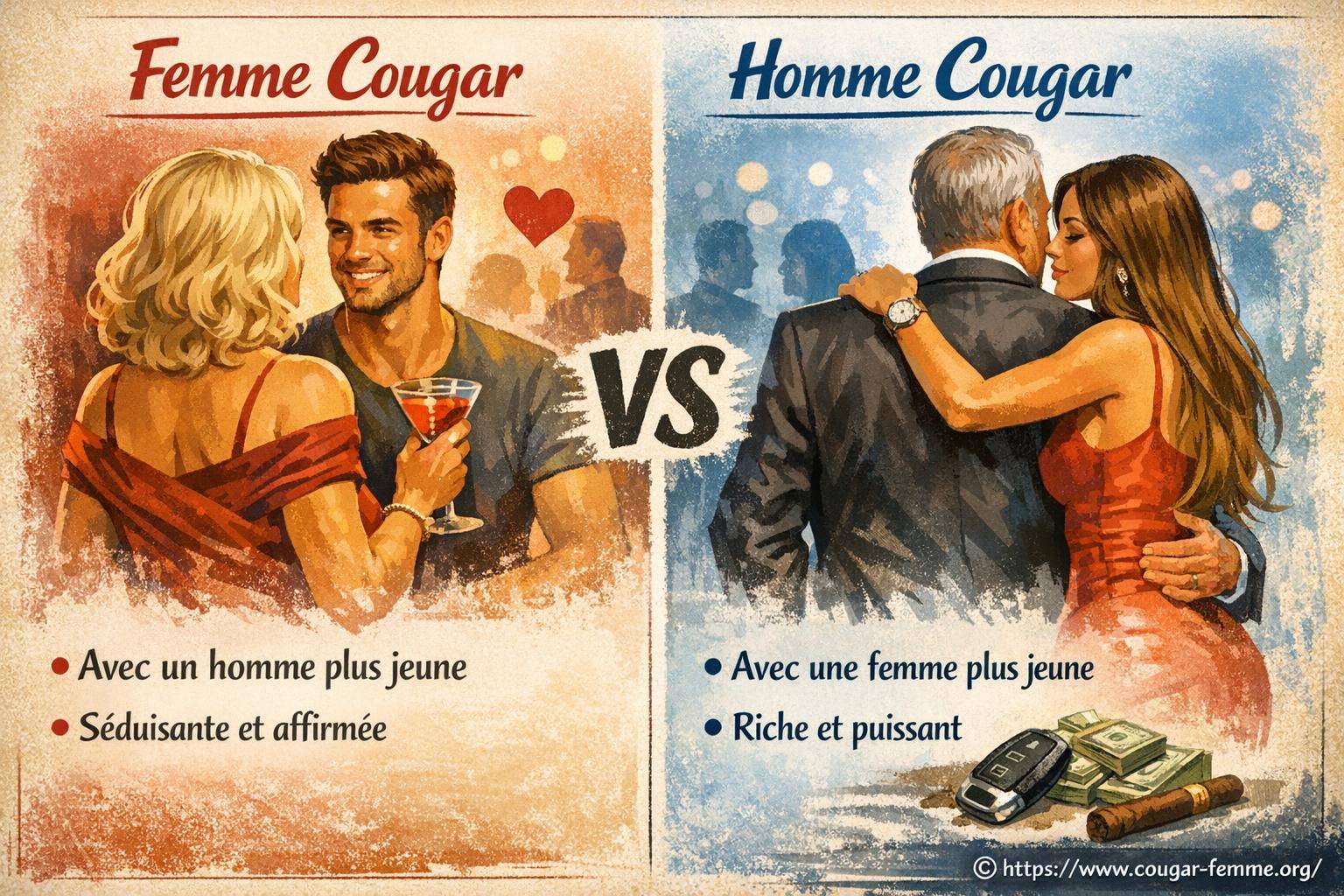 Quelles différences entre une femme cougar et un homme cougar ?